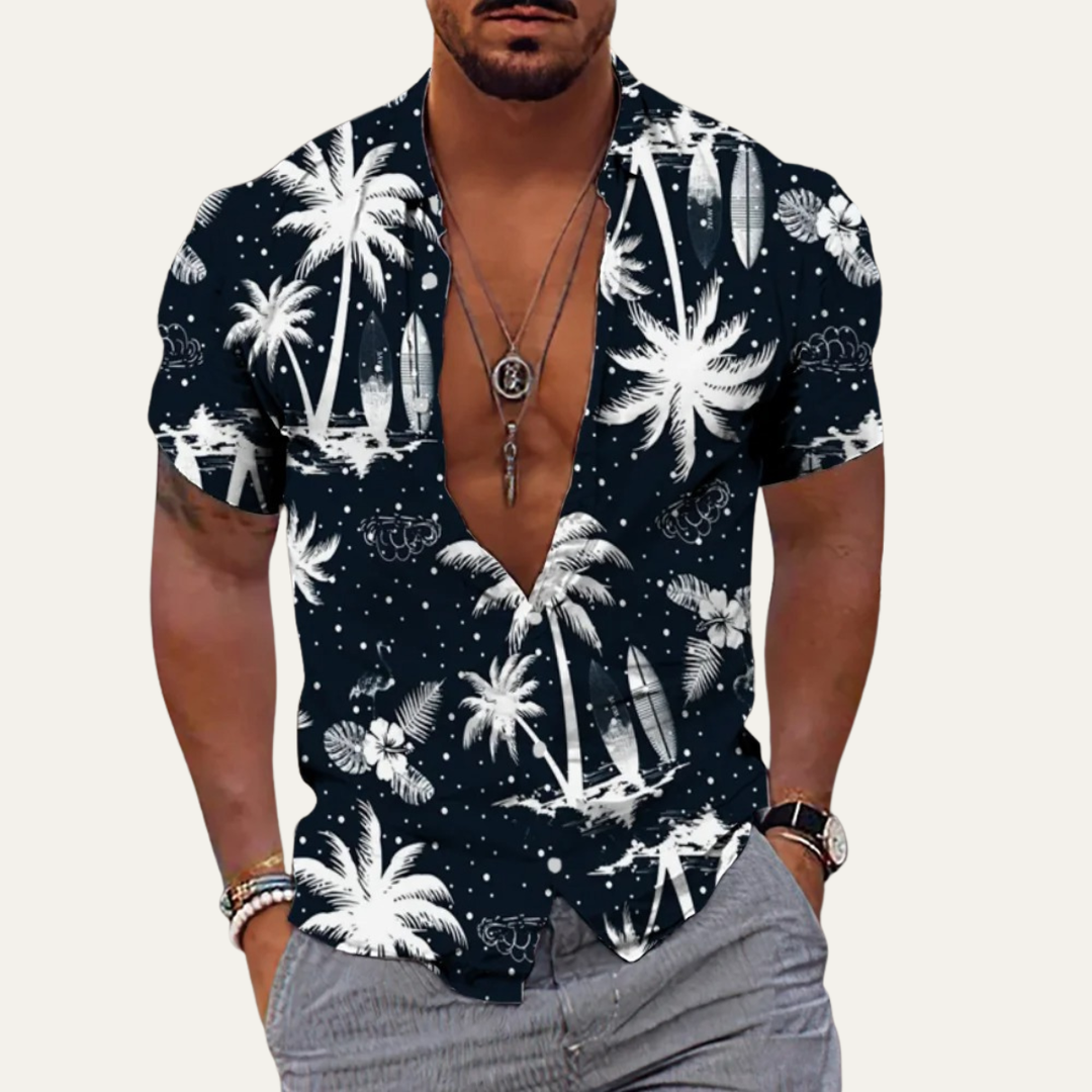 La chemise de plage hawaïenne à imprimé noix de coco tropical pour hommes Cedarforest