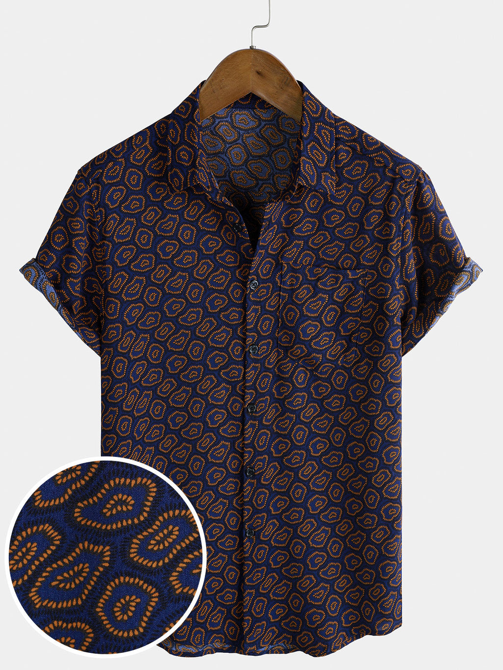 Chemise à manches courtes et poche à imprimé abstrait pour homme