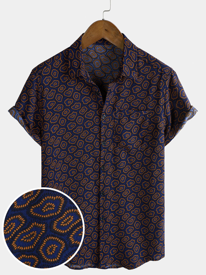 Chemise à manches courtes et poche à imprimé abstrait pour homme