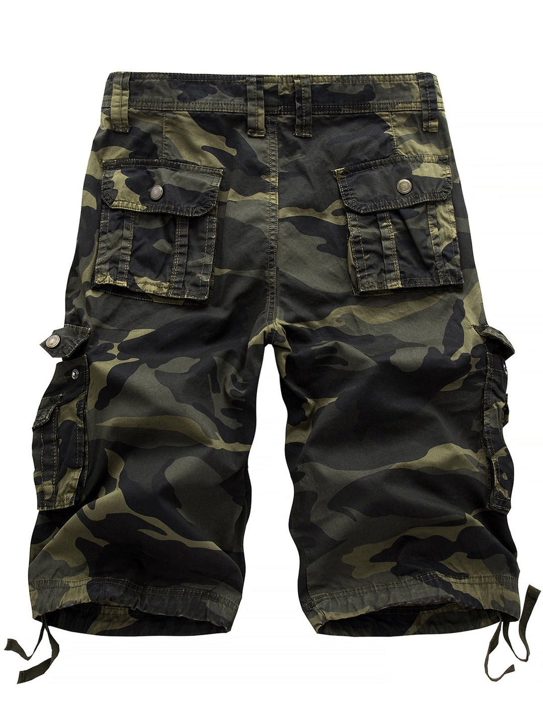 Short camouflage décontracté en coton de couleur unie de grande taille pour hommes