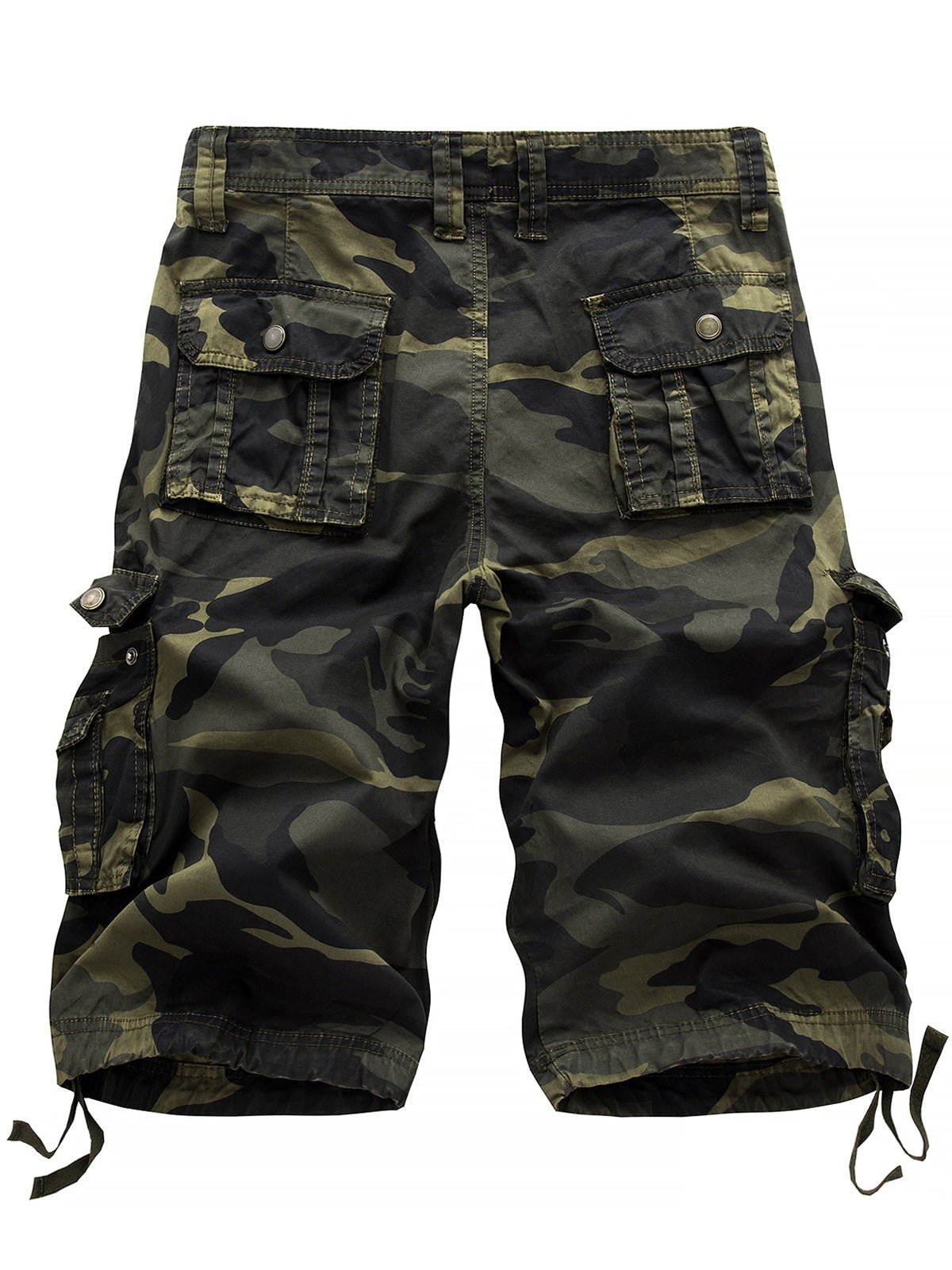 Short camouflage décontracté en coton de couleur unie de grande taille pour hommes