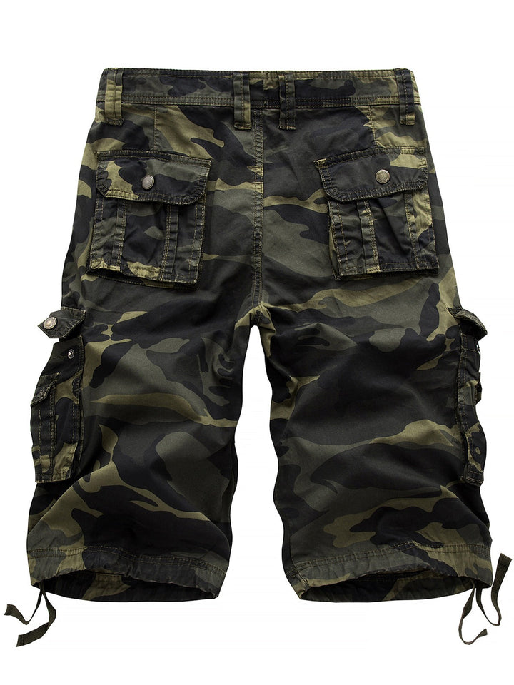 Short camouflage décontracté en coton de couleur unie de grande taille pour hommes