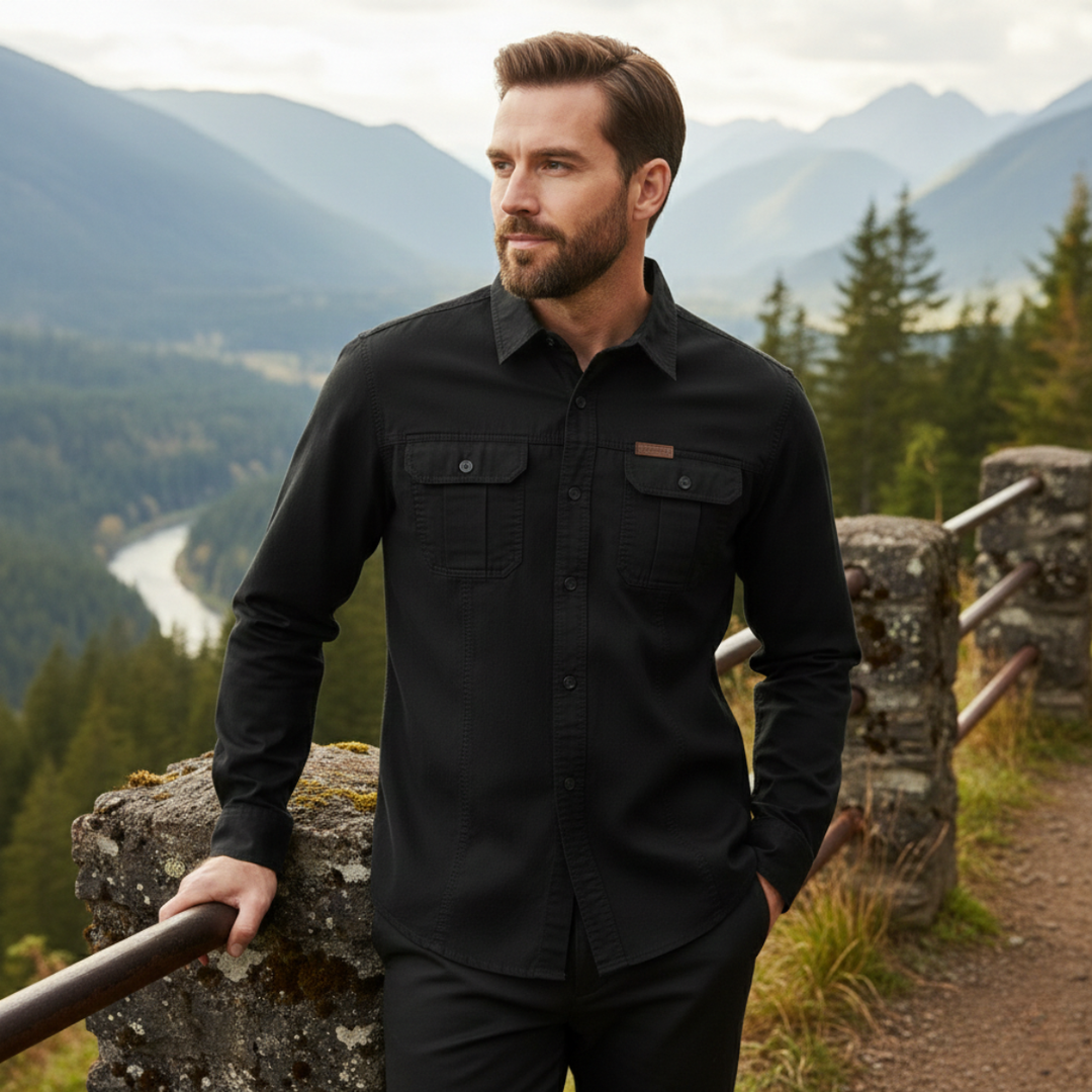 La Chemise Cargo Douce à Multi Poches de Couleur Unie pour Homme Cedarfield