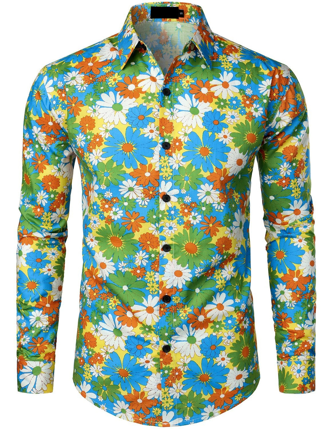 Lot de 2 |Chemise habillée à manches longues boutonnée en coton floral respirant pour hommes