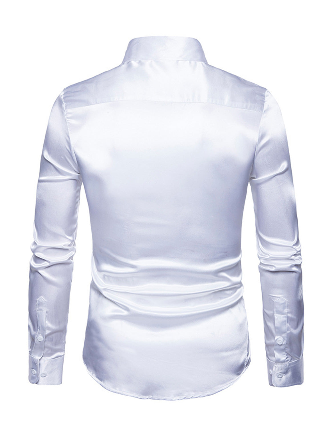 Chemise de soirée à manches longues en satin lisse boutonné pour homme