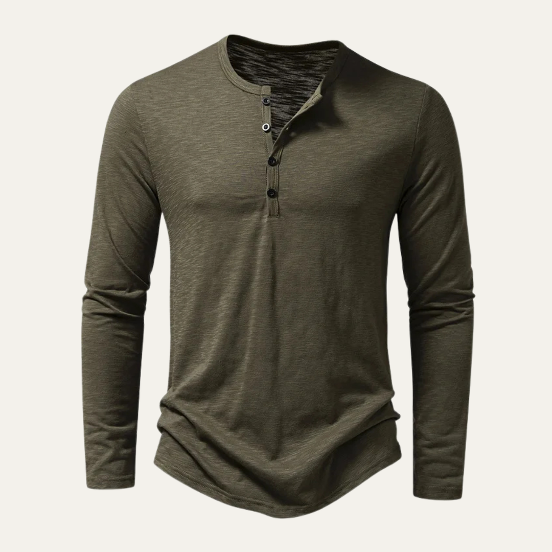 T-shirt en coton Henley à col boutonné décontracté pour hommes Berkshire