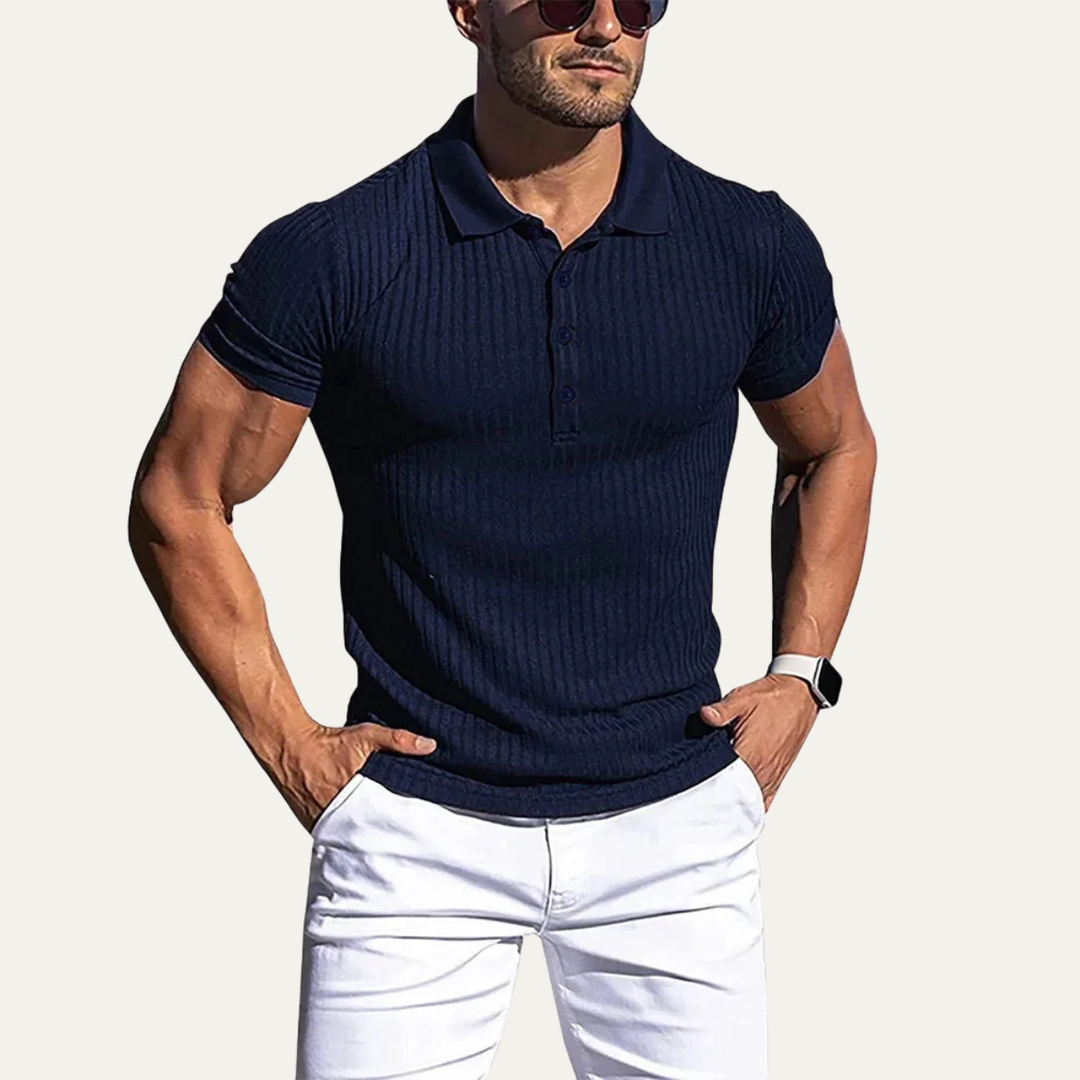 Le Polo Casual à Rayures Élastiques pour Hommes Roma