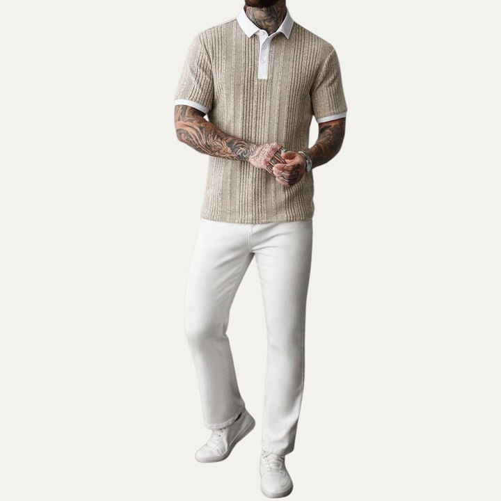 Le polo décontracté en tricot côtelé pour hommes Glenfall Ridge