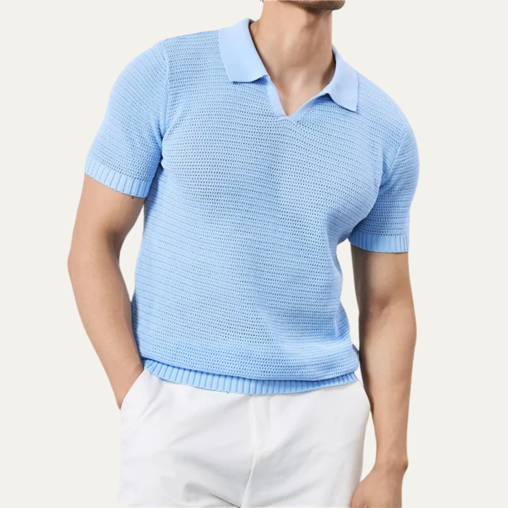 Le Polo en Maille de Luxe à Col V Respirant pour Hommes Como Centro