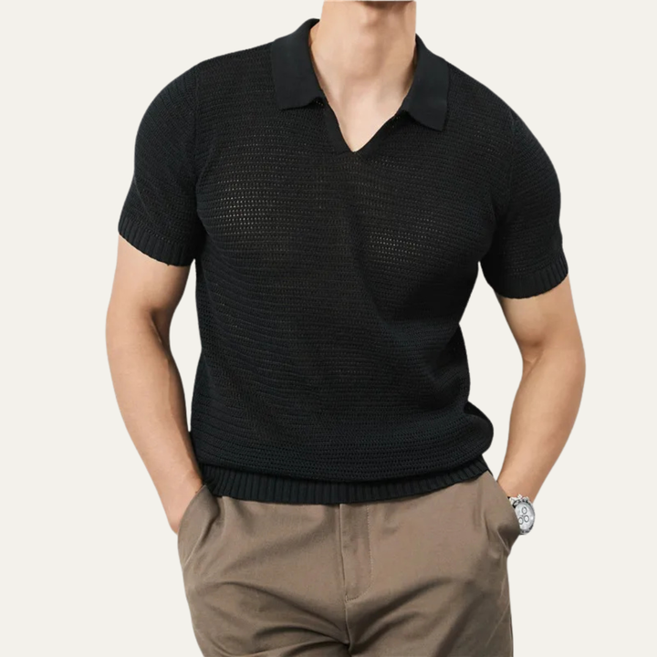 Le Polo en Maille de Luxe à Col V Respirant pour Hommes Como Centro