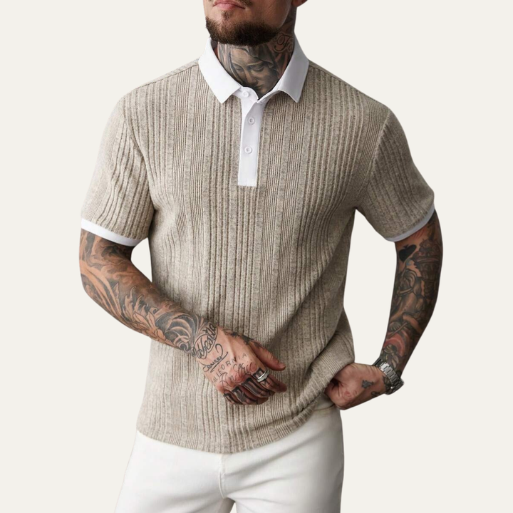 Le polo décontracté en tricot côtelé pour hommes Glenfall Ridge