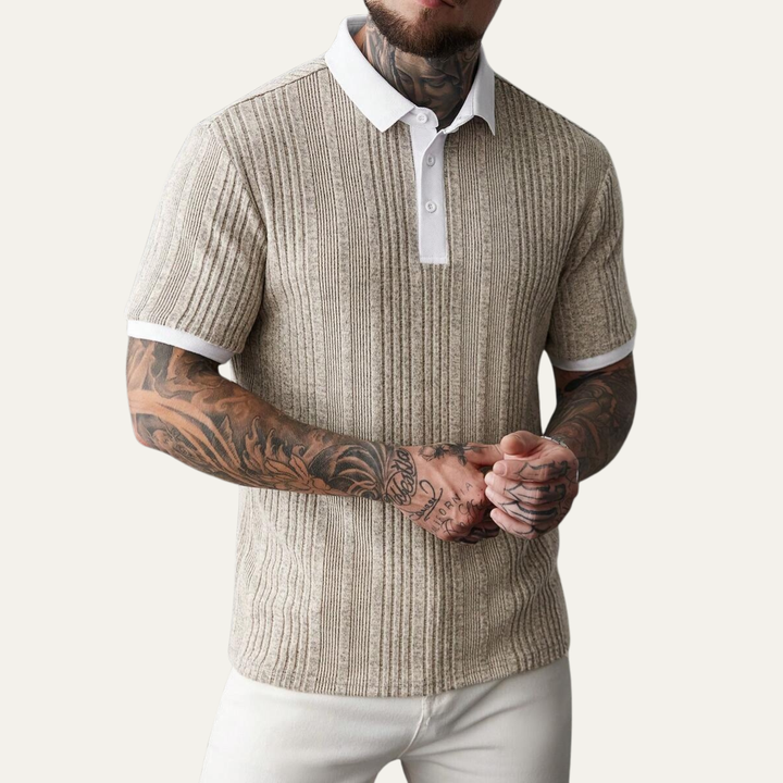 Le polo décontracté en tricot côtelé pour hommes Glenfall Ridge