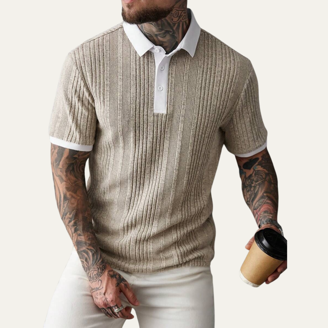 Le polo décontracté en tricot côtelé pour hommes Glenfall Ridge