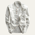 La chemise en lin-coton à col montant de style japonais pour hommes Fairhill
