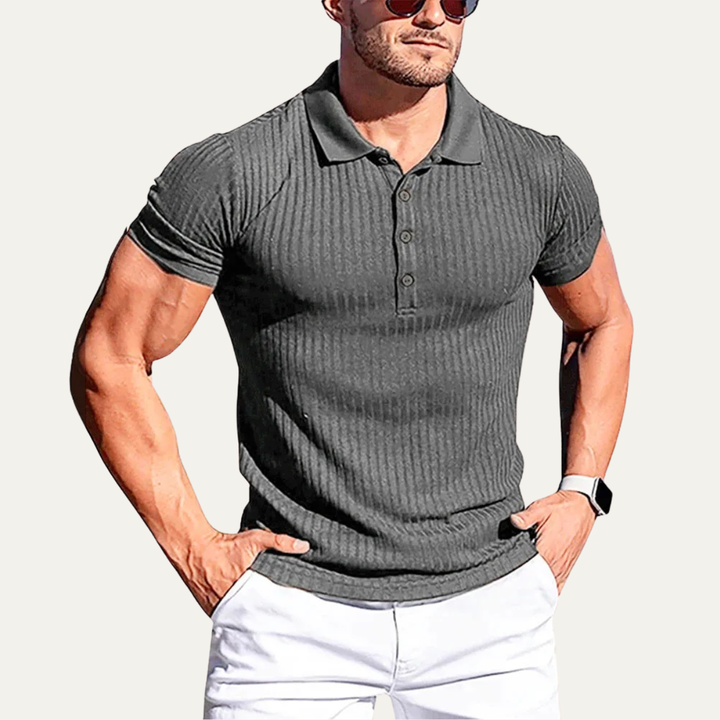 Le Polo Casual à Rayures Élastiques pour Hommes Roma