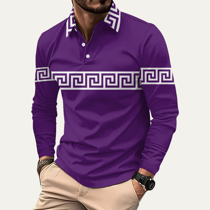 Le polo décontracté slim fit pour homme à imprimé clé grec Ortisei