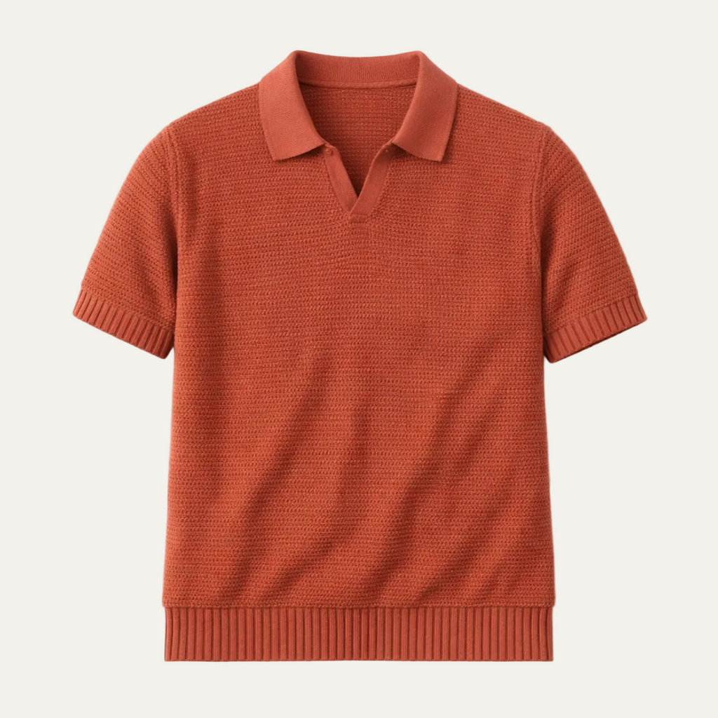 Le Polo en Maille de Luxe à Col V Respirant pour Hommes Como Centro