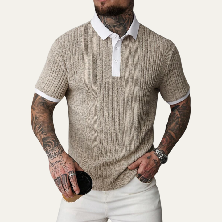 Le polo décontracté en tricot côtelé pour hommes Glenfall Ridge
