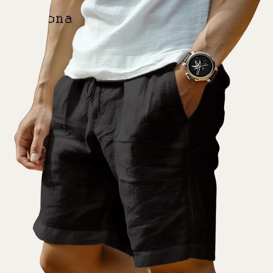 Shorts en lin pour hommes à taille élastique Glenmore Lane avec poches