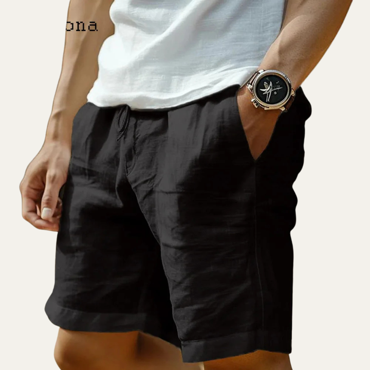 Shorts en lin pour hommes à taille élastique Glenmore Lane avec poches