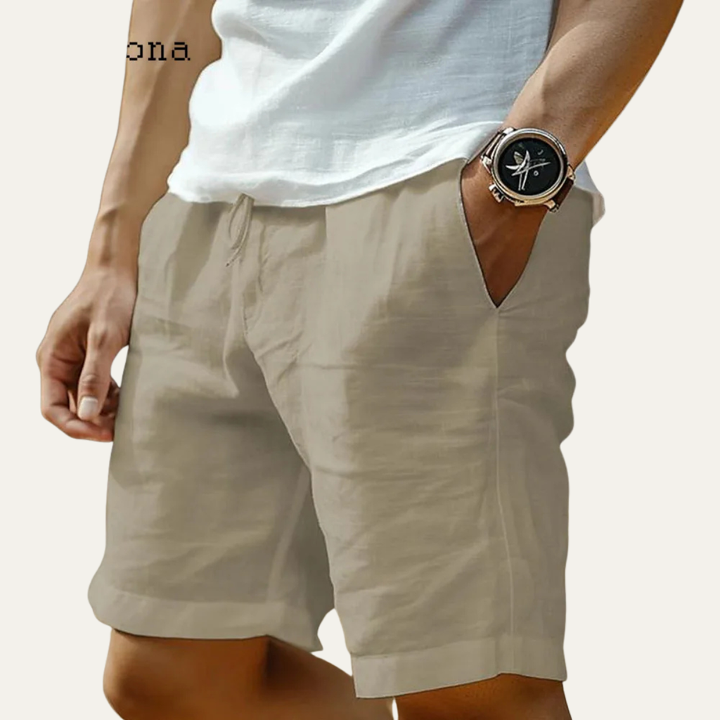 Shorts en lin pour hommes à taille élastique Glenmore Lane avec poches