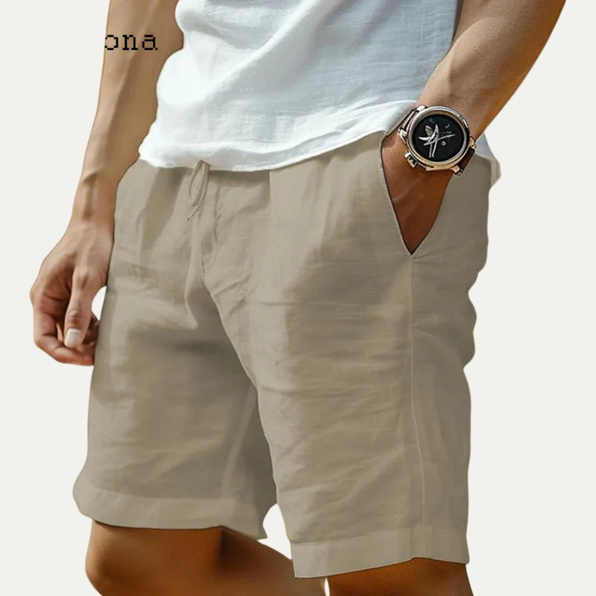 Shorts en lin pour hommes à taille élastique Glenmore Lane avec poches