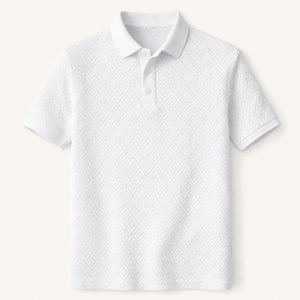 Le polo élégant texturé blanc pour homme de Willowcrest Hill