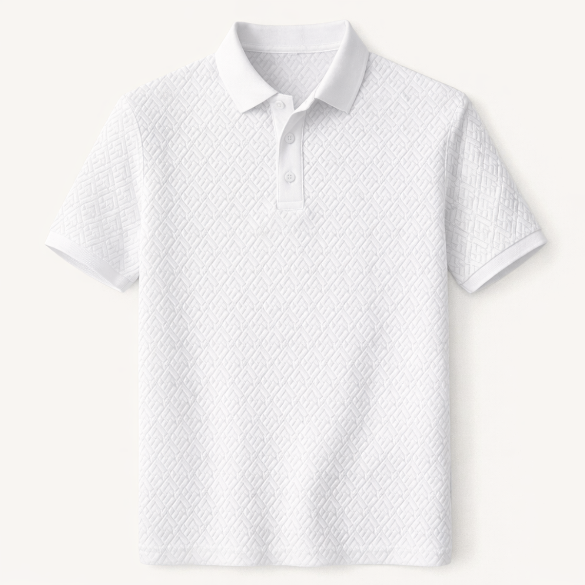 Le polo élégant texturé blanc pour homme de Willowcrest Hill