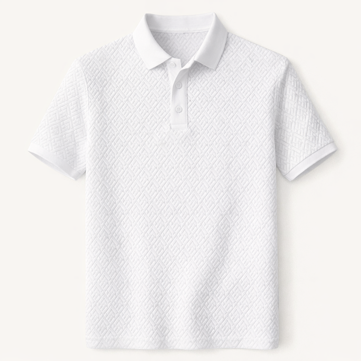 Le polo élégant texturé blanc pour homme de Willowcrest Hill
