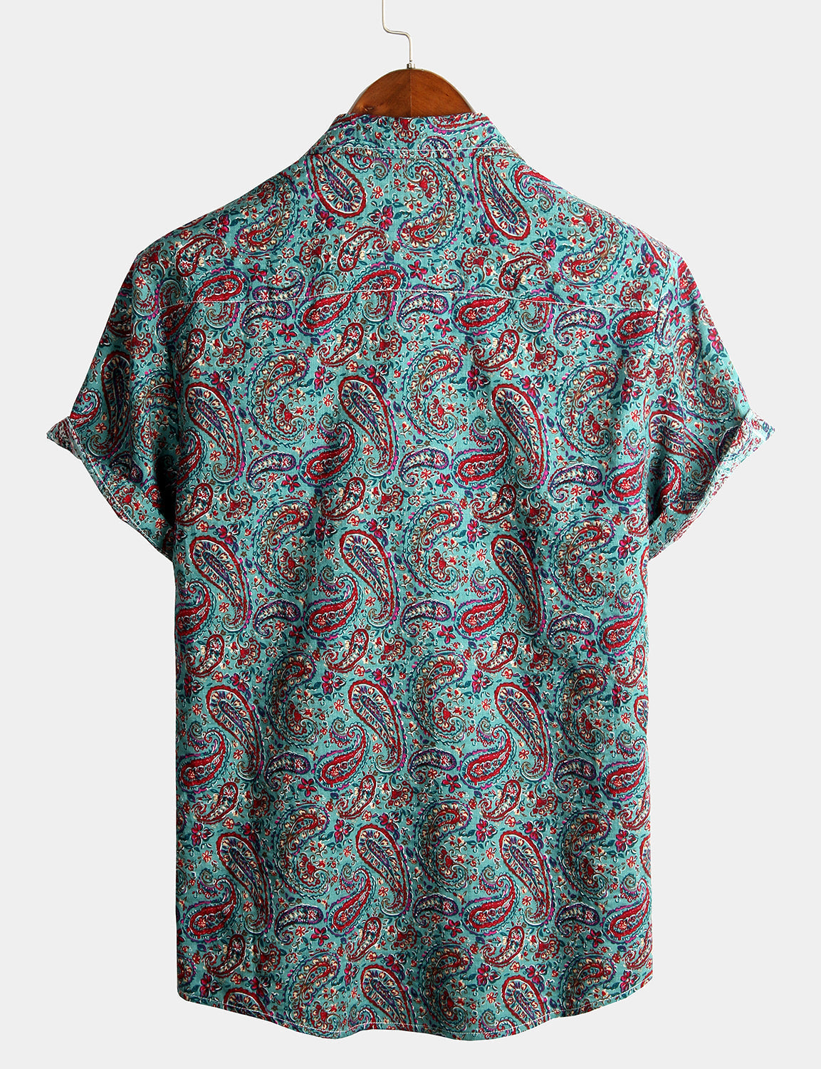 Chemise Vintage à Manches Courtes avec Imprimé Paisley pour Homme