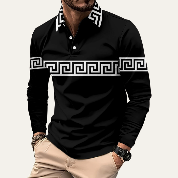 Le polo décontracté slim fit pour homme à imprimé clé grec Ortisei