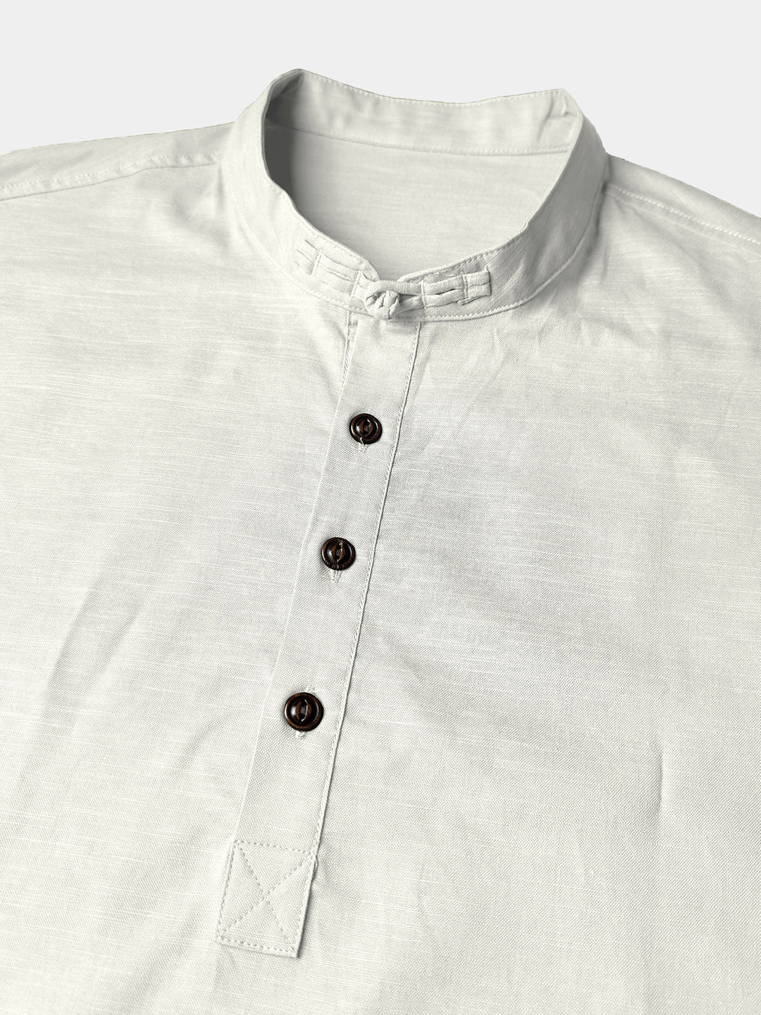 Chemise Homme Henley en Coton et Lin à Col Mao Manches Courtes