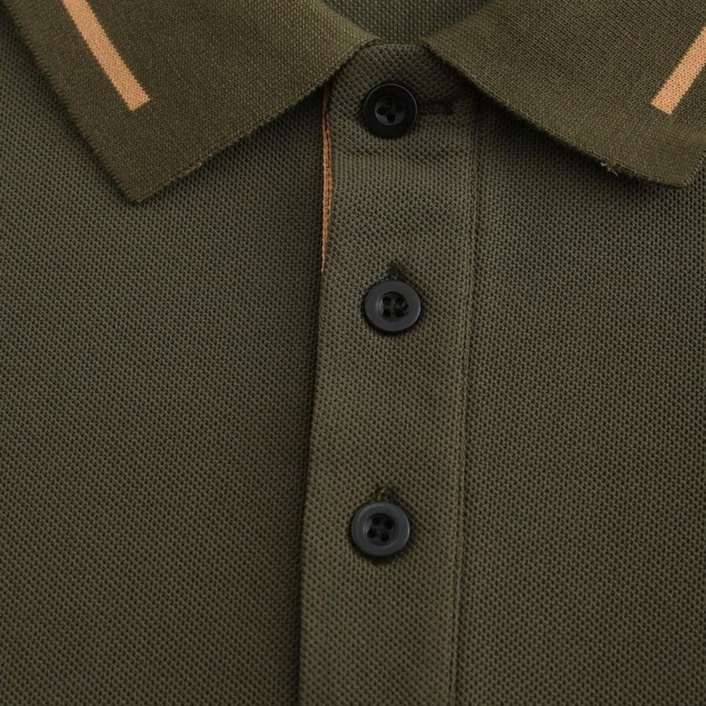Le polo pour homme Meadowcrest Ridge avec bord contrasté – Vert armée