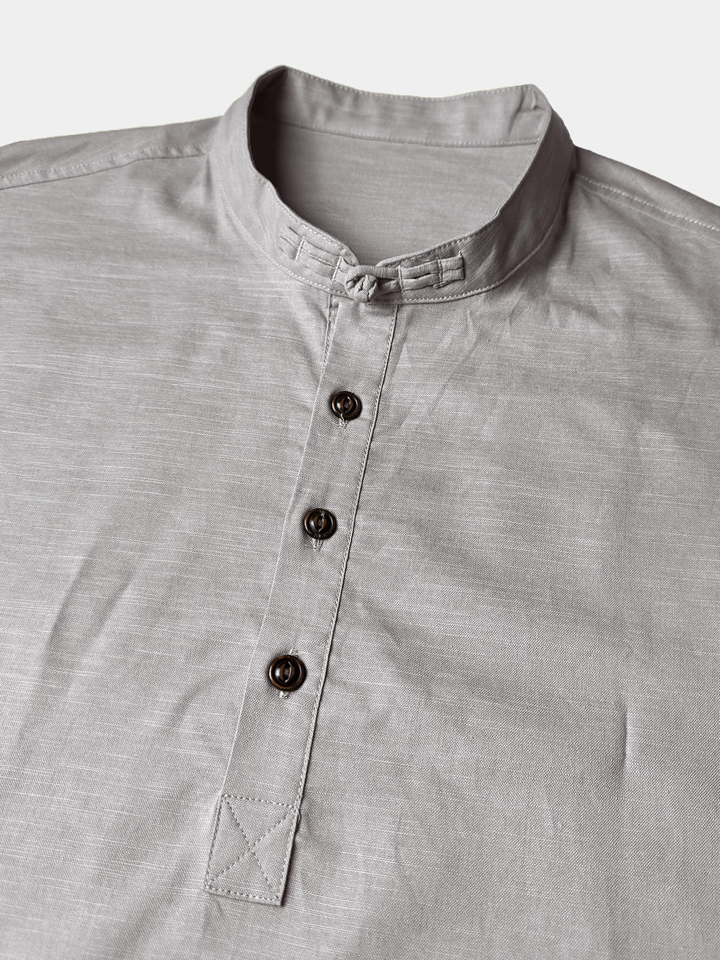 Chemise Homme Henley en Coton et Lin à Col Mao Manches Courtes