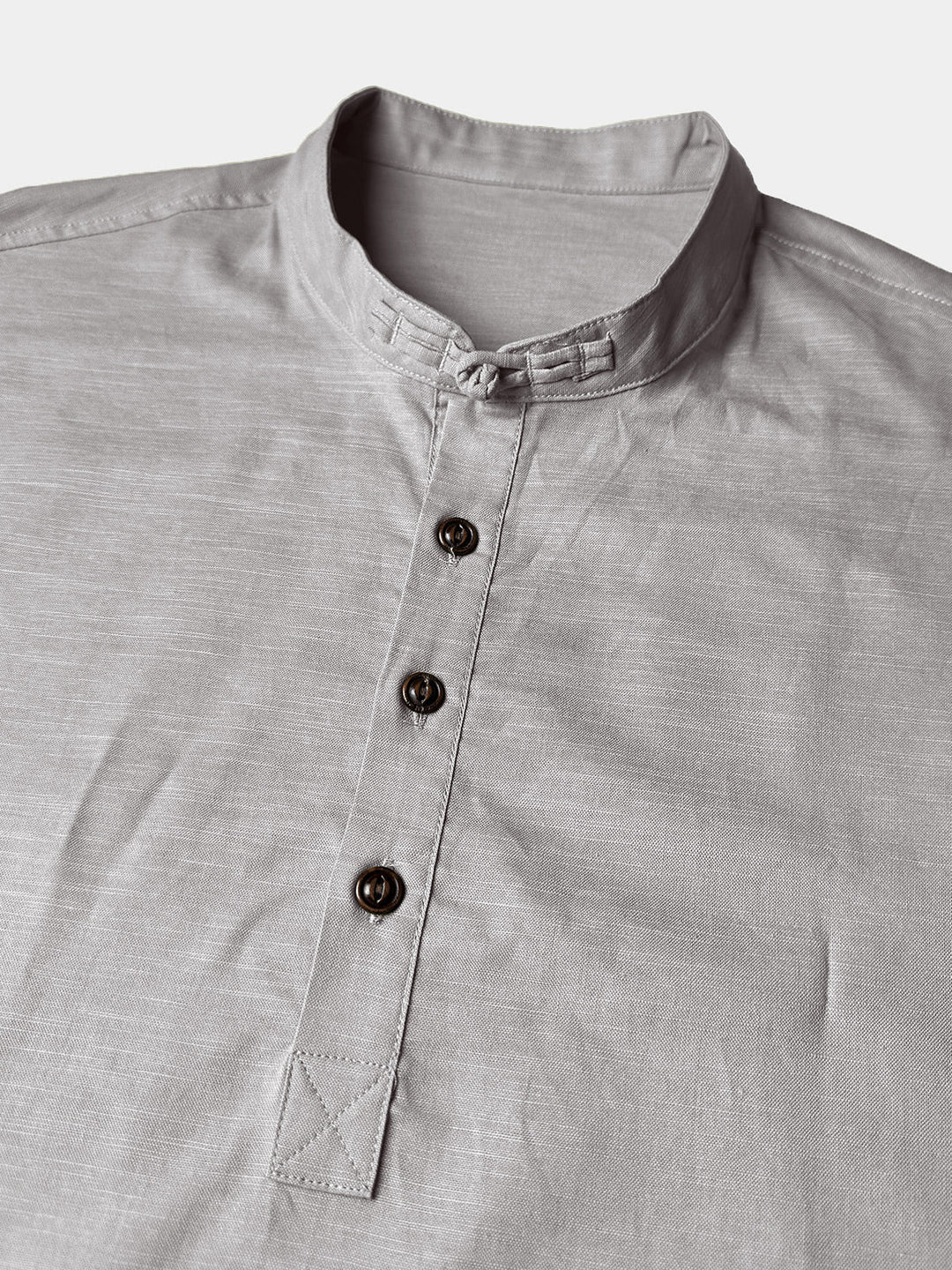 Chemise Homme Henley en Coton et Lin à Col Mao Manches Courtes