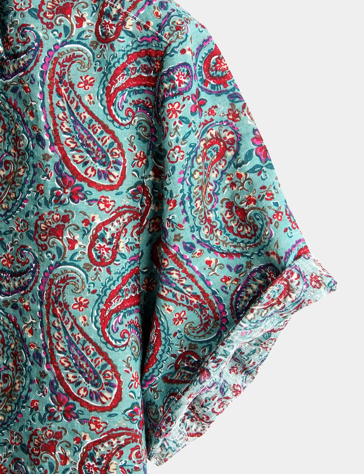Chemise rétro années 70 en coton Paisley Vintage pour homme