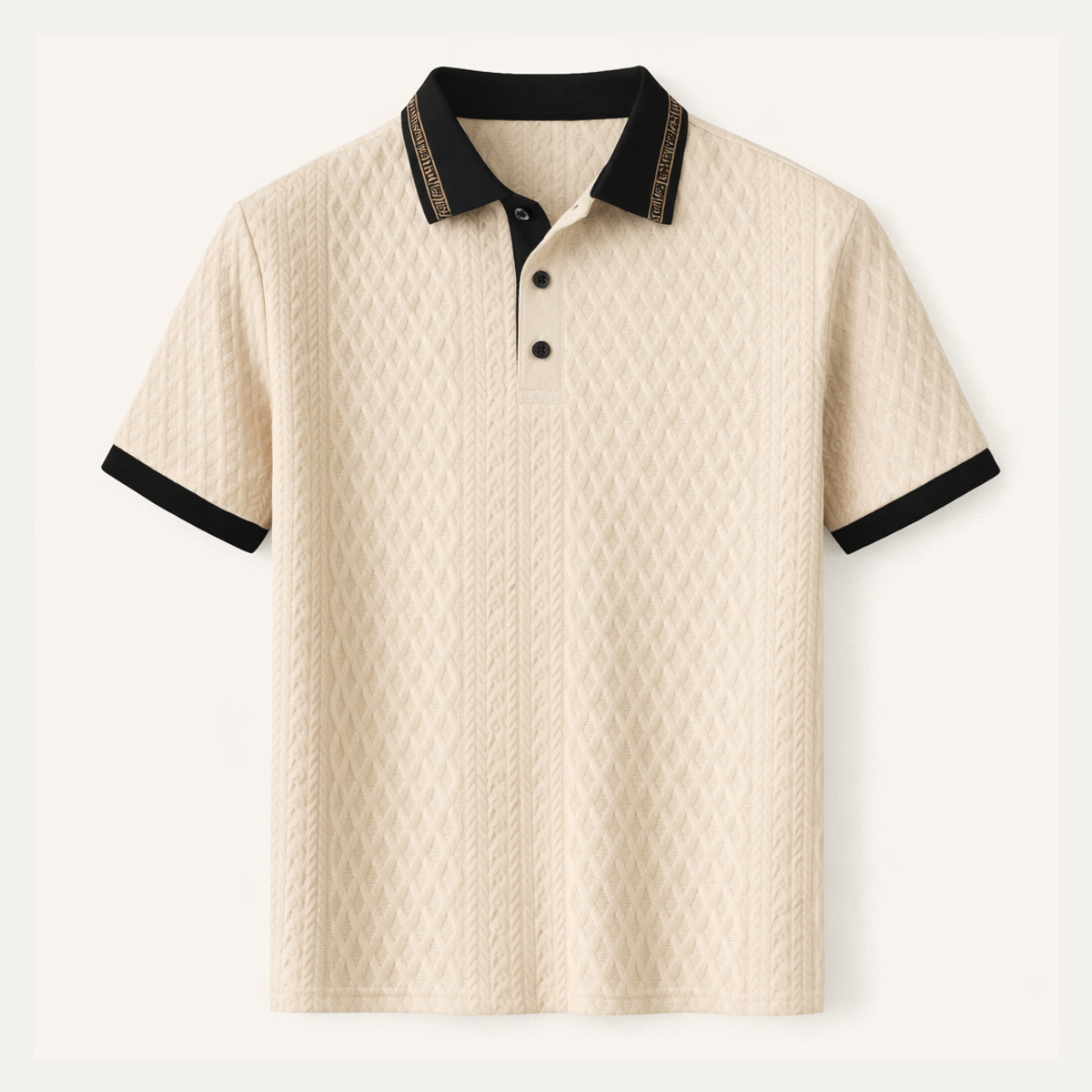 Le polo en tricot pour homme Ashridge Hill en abricot avec détails en tricot côtelé