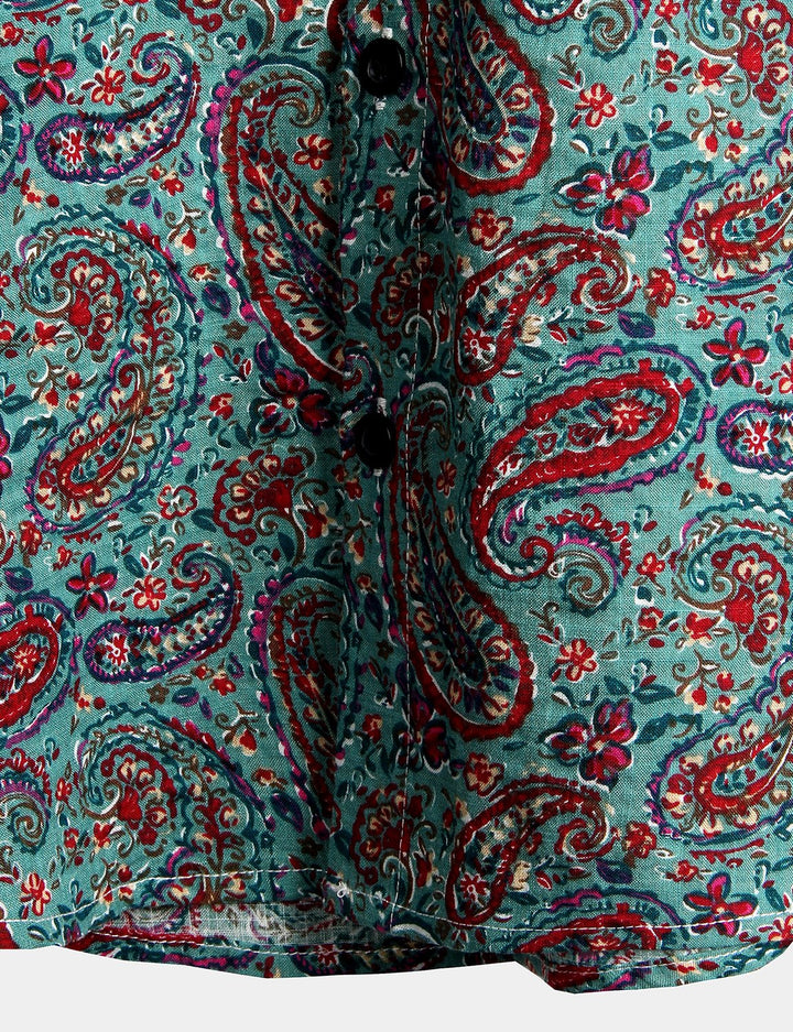 Chemise rétro années 70 en coton Paisley Vintage pour homme