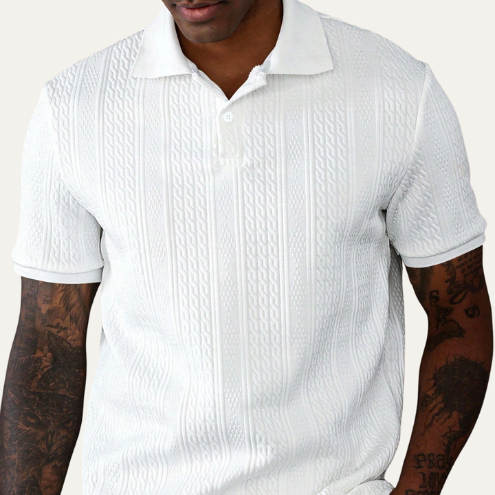 Le polo classique texturé pour hommes Stonebrook Ridge – Blanc