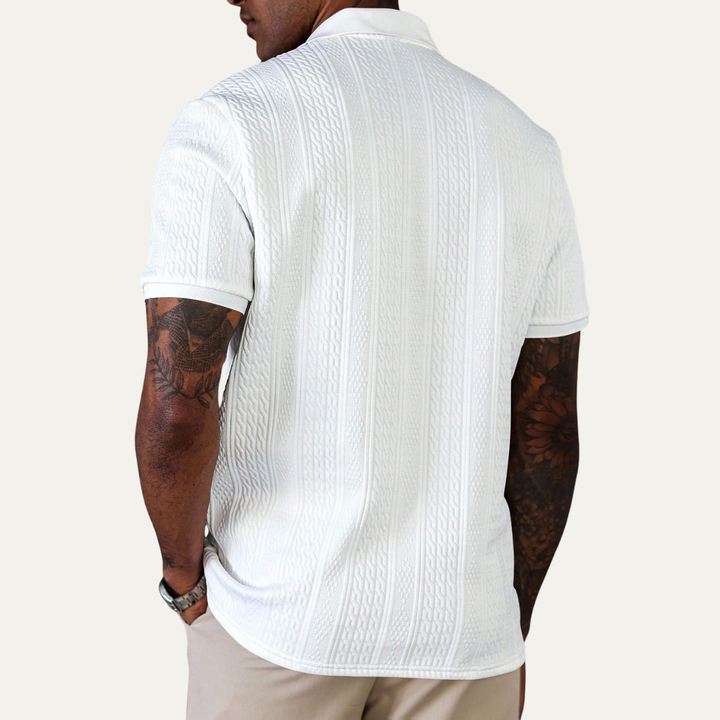Le polo classique texturé pour hommes Stonebrook Ridge – Blanc