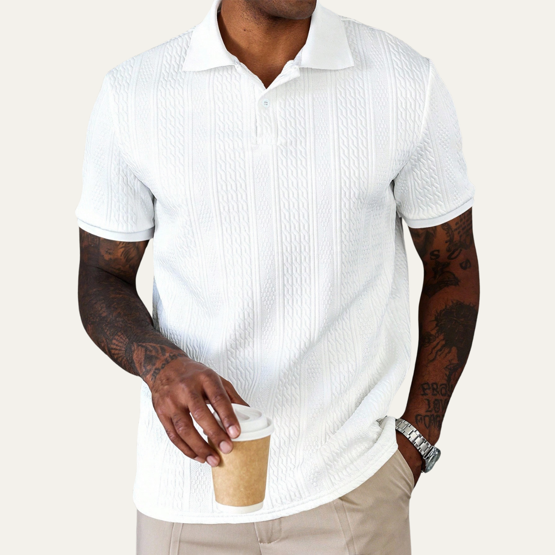 Le polo classique texturé pour hommes Stonebrook Ridge – Blanc
