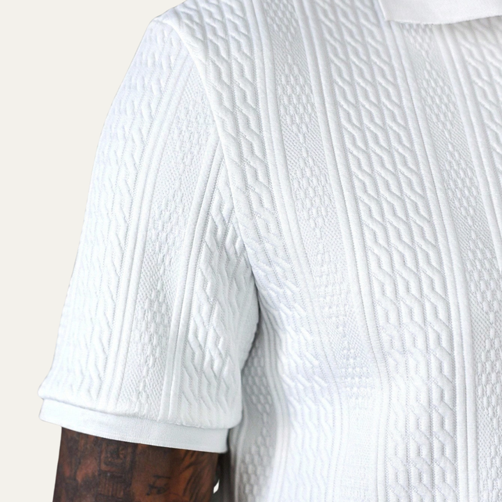 Le polo classique texturé pour hommes Stonebrook Ridge – Blanc