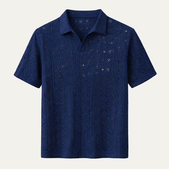 La chemise polo en tricot crochet pour homme Brookstone – Bleu marine