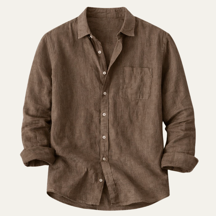 La Chemise en Coton Lin Légère à Col Montant pour Hommes Knightsbridge