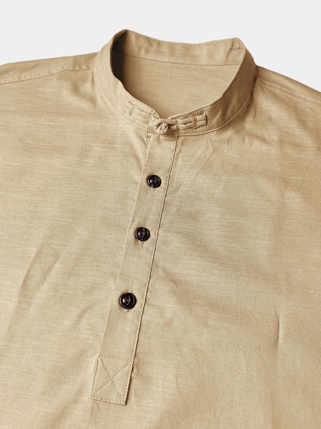Chemise Homme Henley en Coton et Lin à Col Mao Manches Courtes