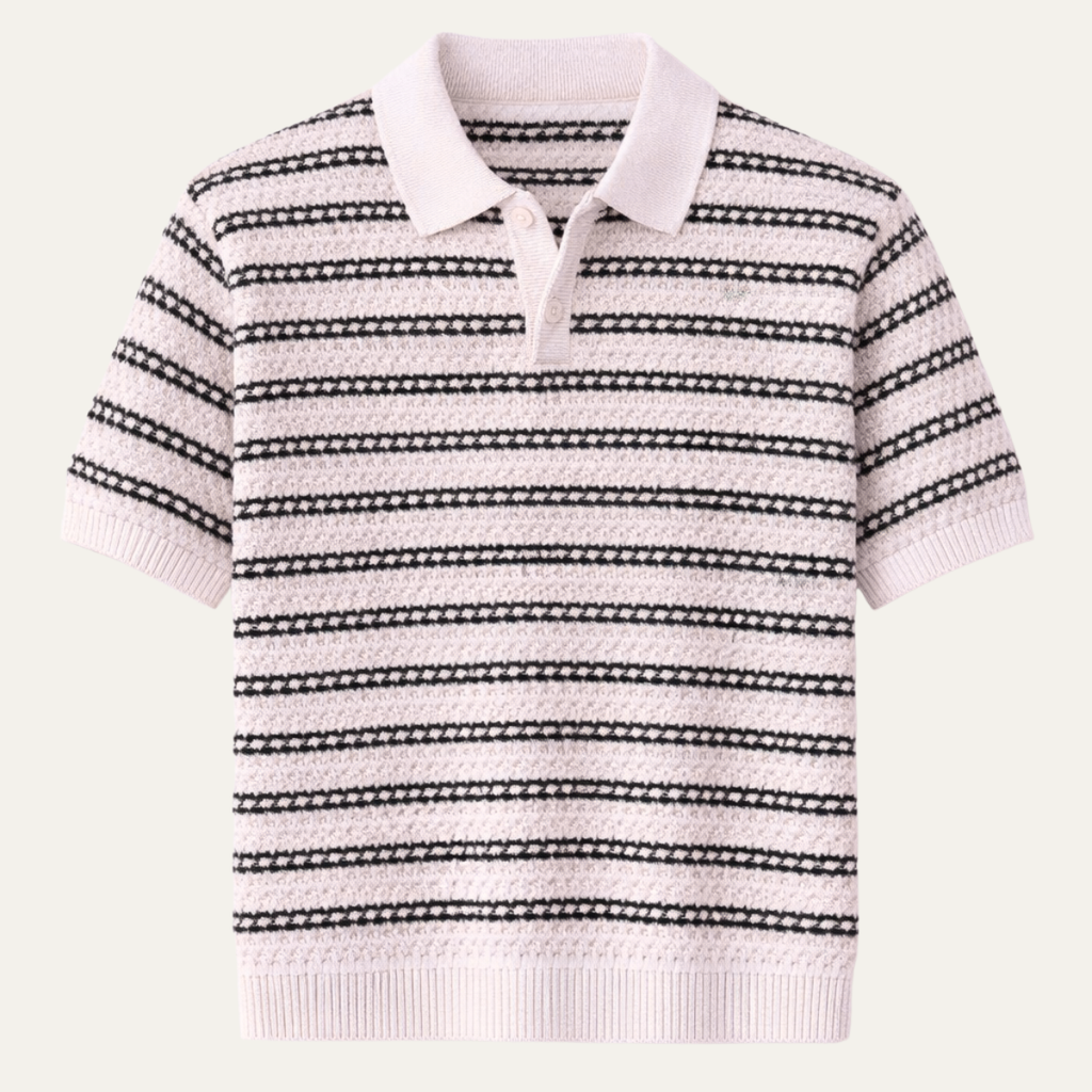 Le Polo en Maille Rayé à Col Rabattu pour Homme Brunello