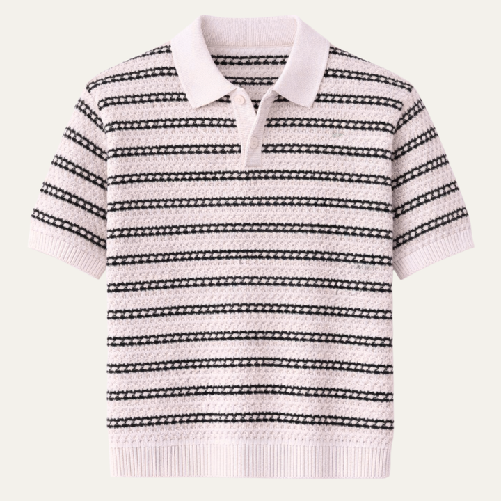 Le Polo en Maille Rayé à Col Rabattu pour Homme Brunello