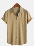 Chemise Décontractée Homme Kaki Couleur Unie Rayonne Été