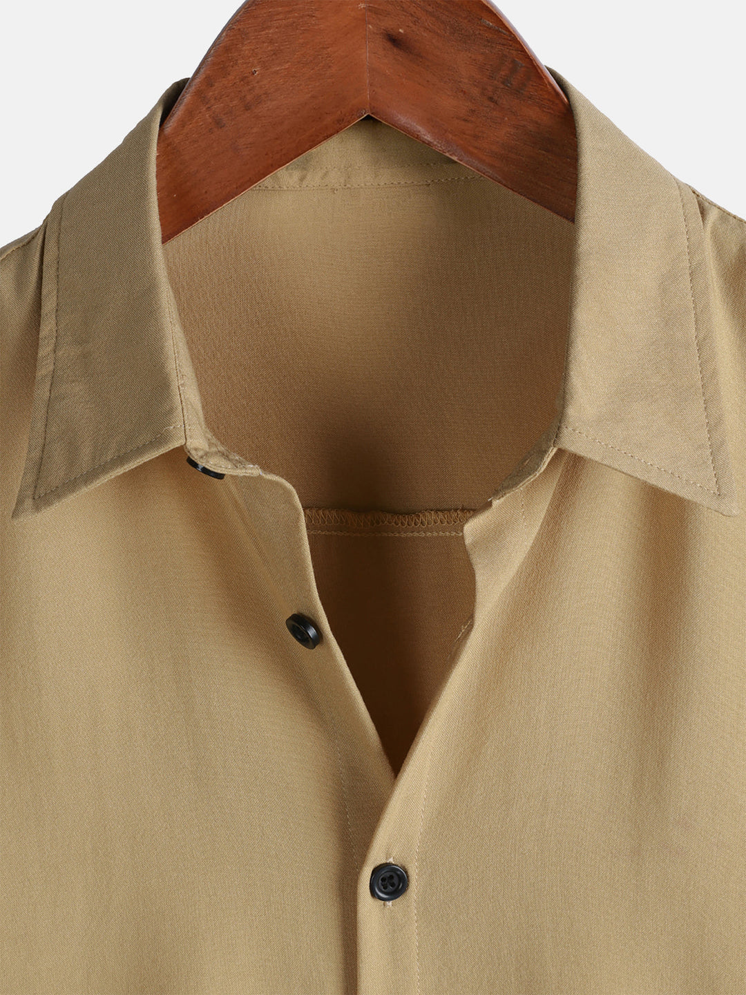 Chemise Décontractée Homme Kaki Couleur Unie Rayonne Été