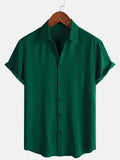 Chemise Décontractée Homme Vert Couleur Unie Rayonne Été